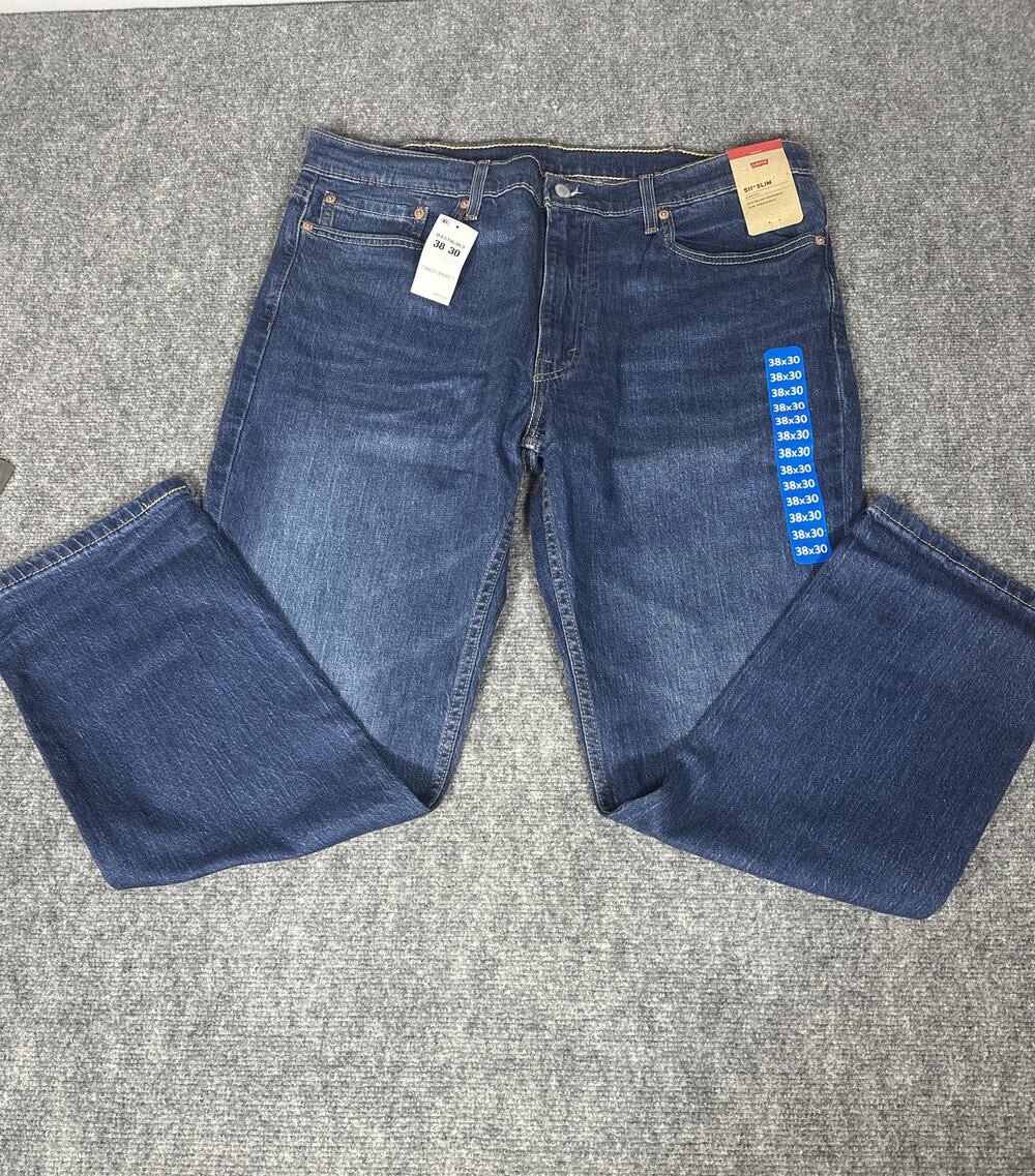Levi's 511 Slim Stretch Jeans Mens 38x30 Dark Wash Denim New With Tags NWT